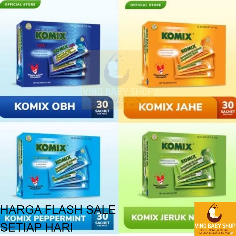 KOMIX Syrup Box 30sachet Obat Batuk Dewasa dan Anak komik 7ml x 30 saset VINO BABY SHOP