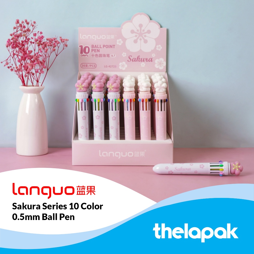 

Pulpen Clicker 10 Warna 0.5mm Languo Sakura Series 10 Color Pen