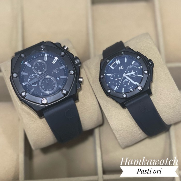 jam tangan couple alexandre christie ac9601  original full black Vs