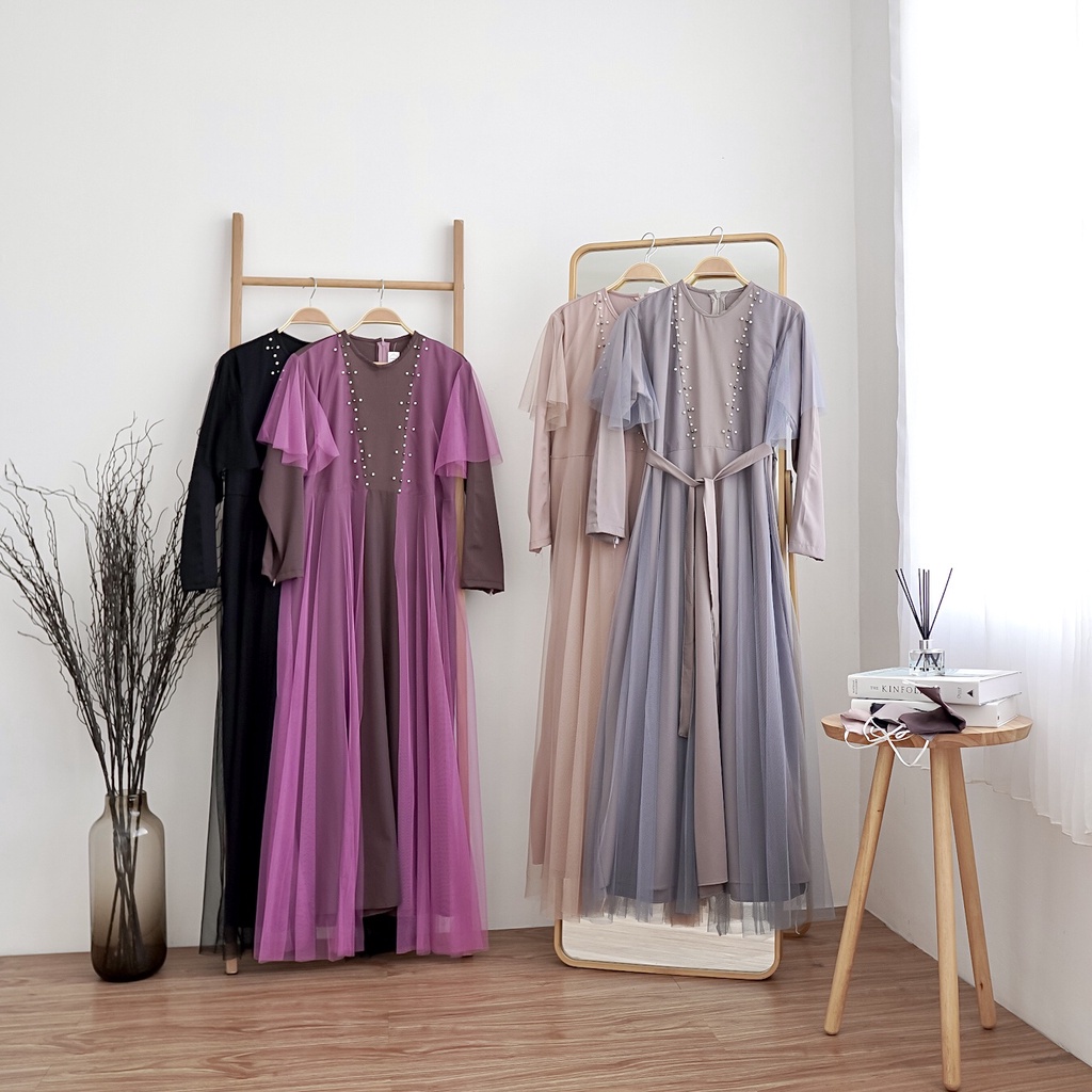 FRISKA TULE DRESS / Gaun Gamis kondangan / gamis formal tile
