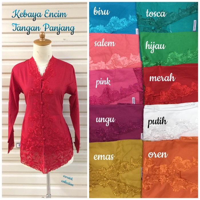 New Style COD Kebaya Encim Panjang KE02 SIZE JUMBO (2L- 5L) Kebaya Betawi / Kartini - MAGENTA 2L