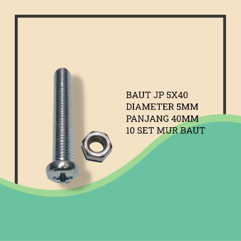 MUR BAUT JP 5X40 MM GALVANIS 5 X 40 MM 10 SET