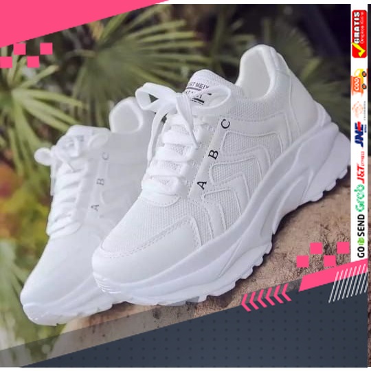 UKURAN SIZE 37 38 39 40 41 42 43 44 45 /Sepatu Wanita Sneakers Putih Sport Shoes ABC NEW