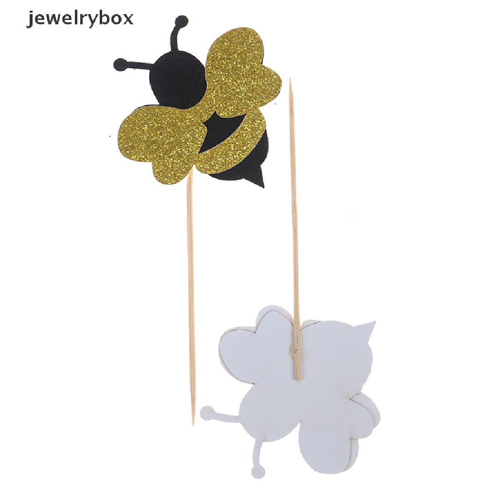 [jewelrybox] 12 Pcs Baby Shower Pesta Lebah Kue Topper Dekorasi DIY Honeybee Dessert Supplies Butik