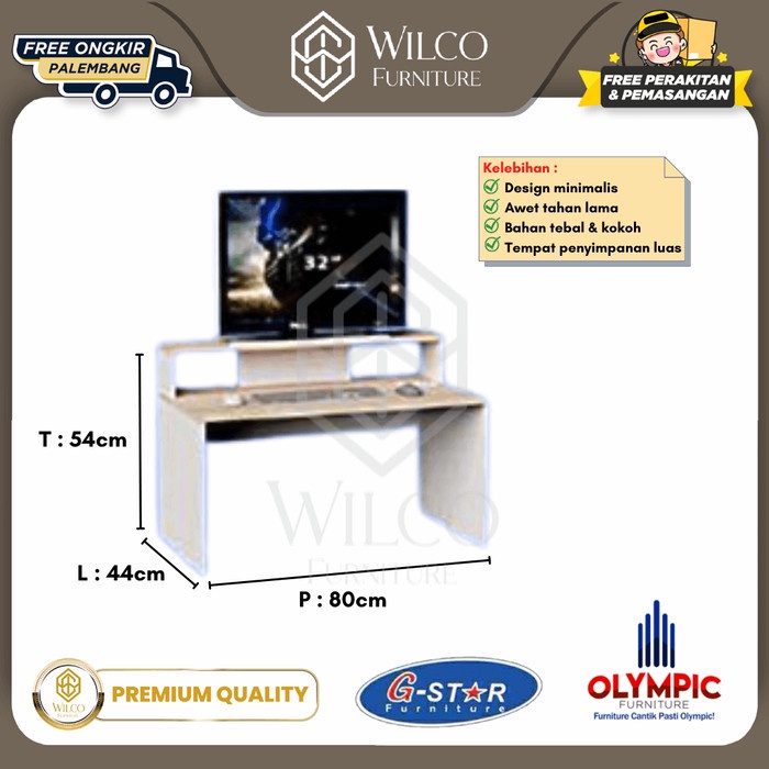 Meja Komputer Gstar MLS White Cream / Meja Belajar Lesehan Olympic