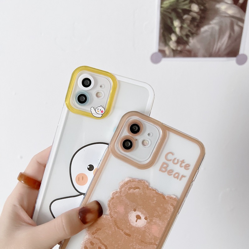IPHONE Soft Case Pelindung Ponsel Bebek Lucu Kartun Beruang Untuk Iphone14 13 12 11 Pro MAX X XR XS Max7 8 Plus