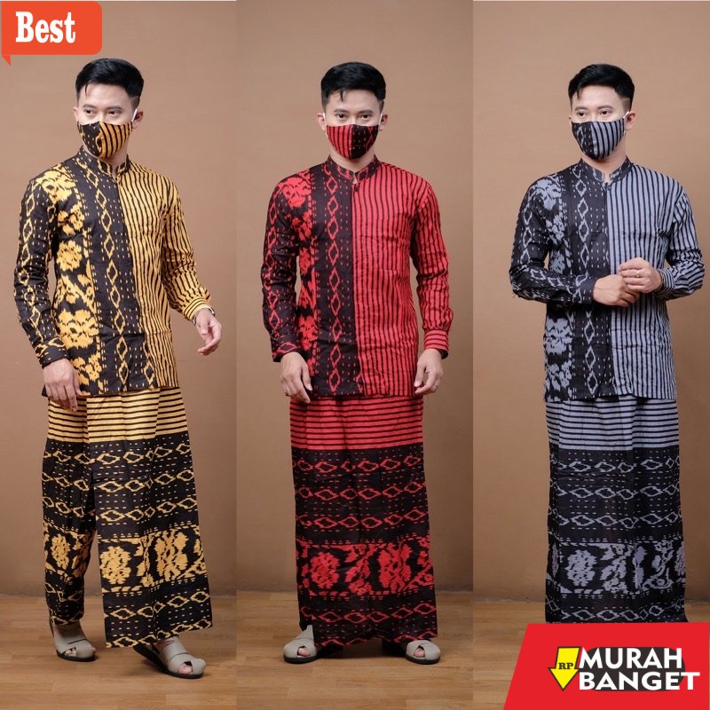 Kemeja untuk lebaran terbaru- CELANA SARUNG KOKO SONGKET SALUR BATIK KAMPUS || BAJU MUSLIM || KOKO L