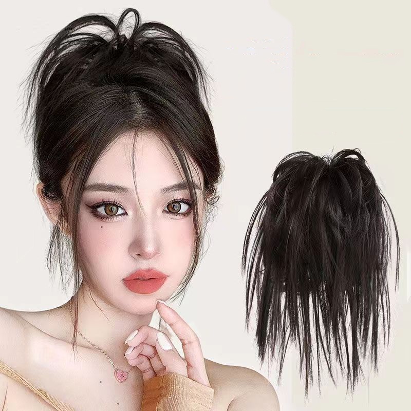 Gadis Wig Rambut Klip Berbulu Alami Rambut Cincin Fashion Jepit Rambut Wanita Aksesoris Rambut