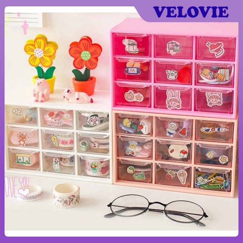 Kotak Box Mini Laci Penyimpanan Alat Tulis / Perhiasan / Aksesoris / Ikat Rambut / Jepit / Pita