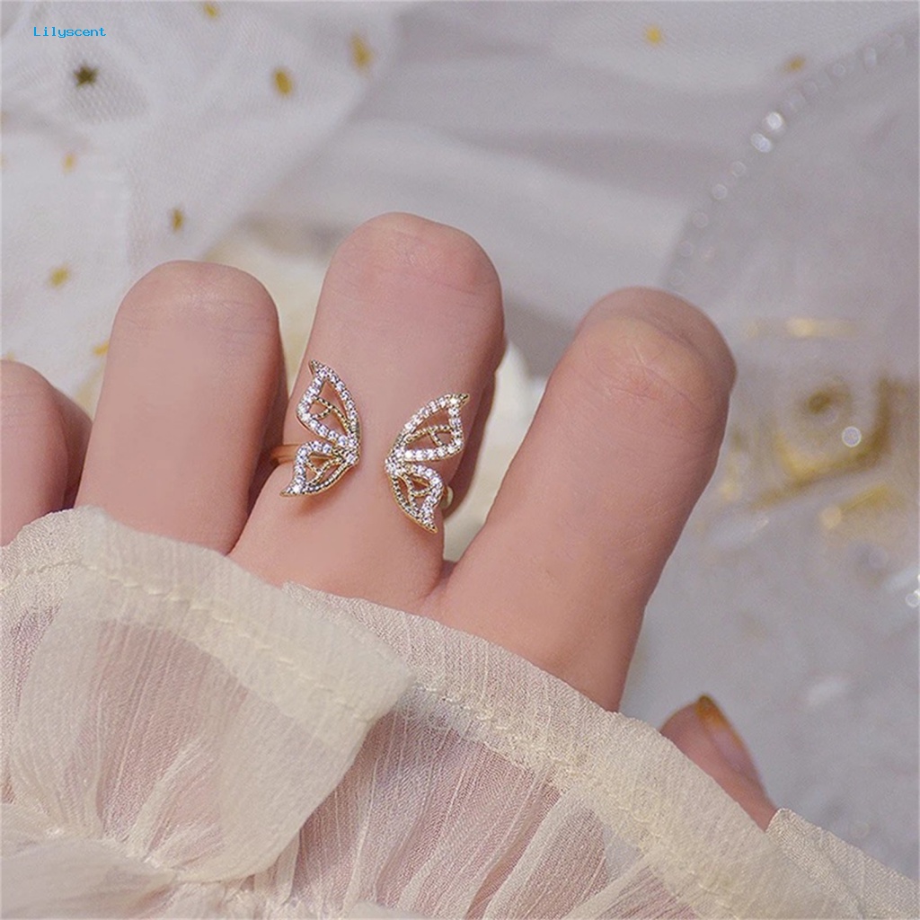 Lilyscent Cincin Jari Tahan Lama Untuk Pakaian Sehari-Hari Wanita Cincin Kawin Temperamen Sederhana Eye-catching