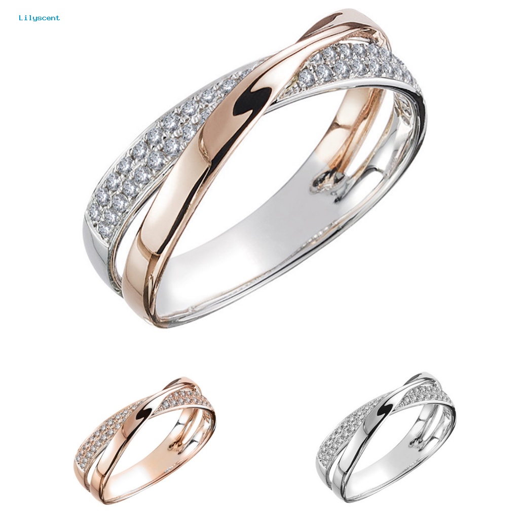 Lilyscent Cincin Alloy Two-Tone Untuk Dekorasi Harian Two Tone Plating Shiny X Ring Charming