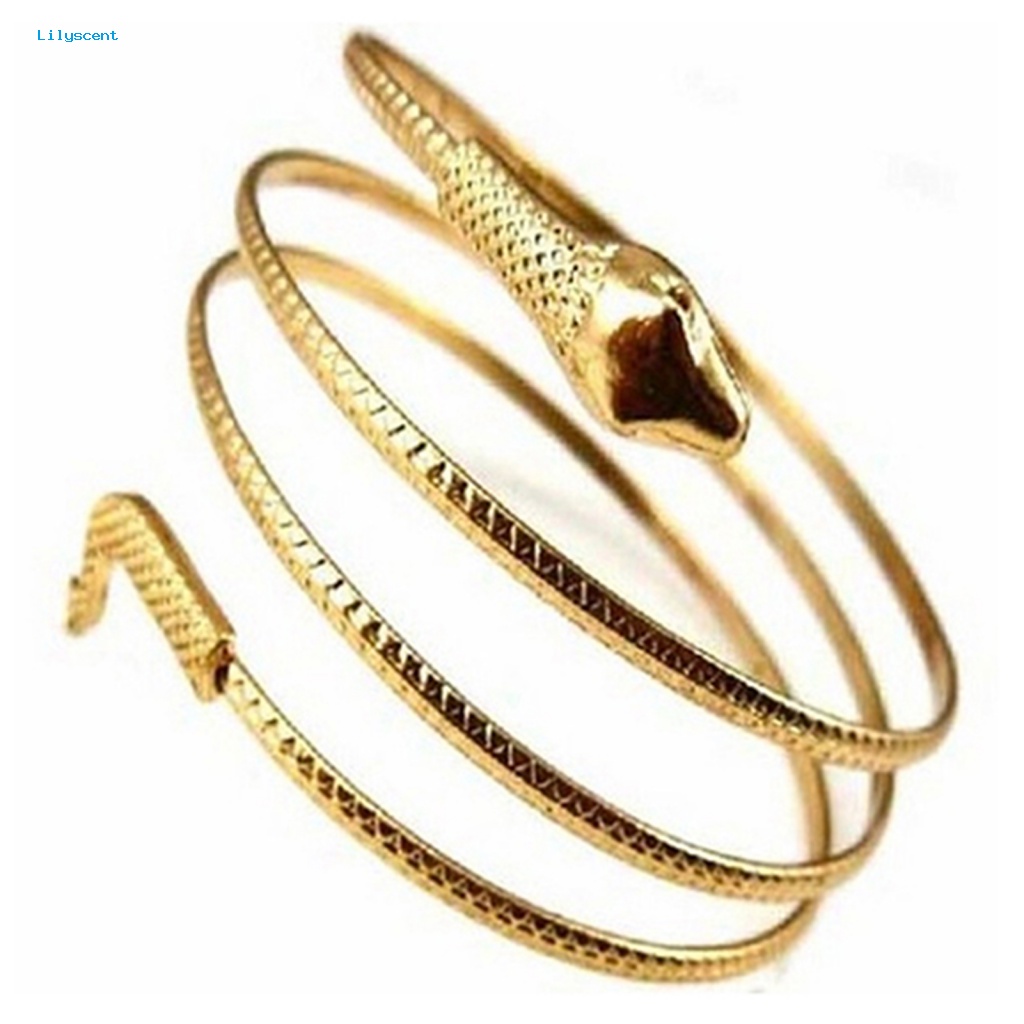 Gelang Emas Spiral Ular Lilyscent Untuk Kehidupan Sehari-Hari Armlet Armband Bangle Bracelet Fashion