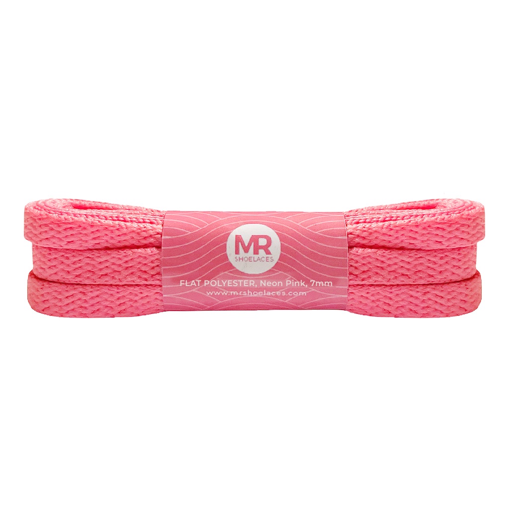 Original MR Shoelaces FP68 Neon Pink (Merah Muda) Tali Sepatu Polyester Pipih Flat 7mm 80cm 90cm 100cm 120cm 130cm 150cm 180cm 200cm untuk Sneakers - Premium Shoelace Terbaik