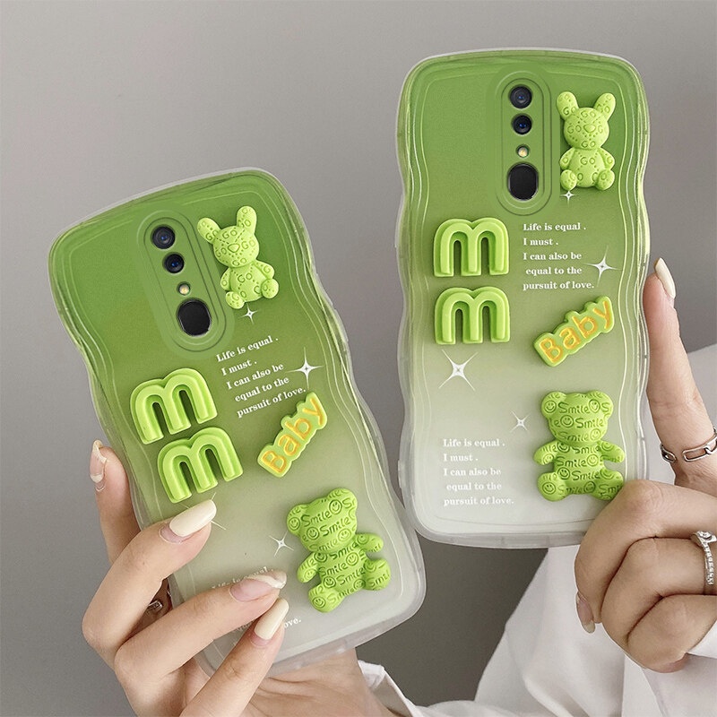 Gloden tree Phone Case Untuk OPPO F11 Casing Ponsel 3D Alphabet Bear Pelindung Kamera Pelindung Penutup Belakang Couple Case