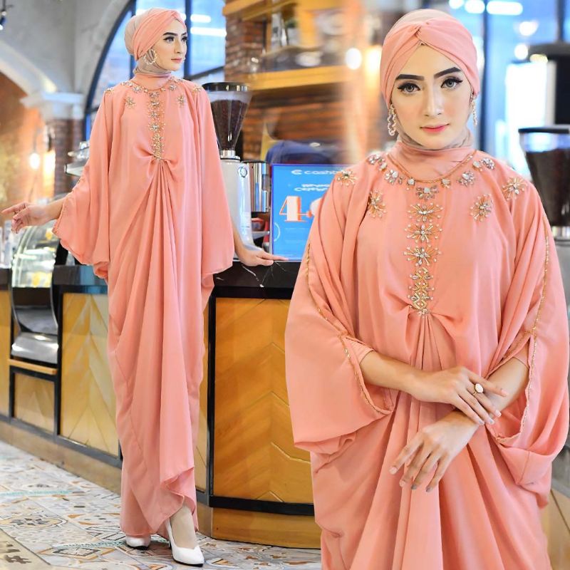 KAFTAN WANITA ALMIRA / KAFTAN LEBARAN 2023 / KAFTAN MEWAH ELEGANT (FREE BABYGOLD, INNER &amp; TURBAN)