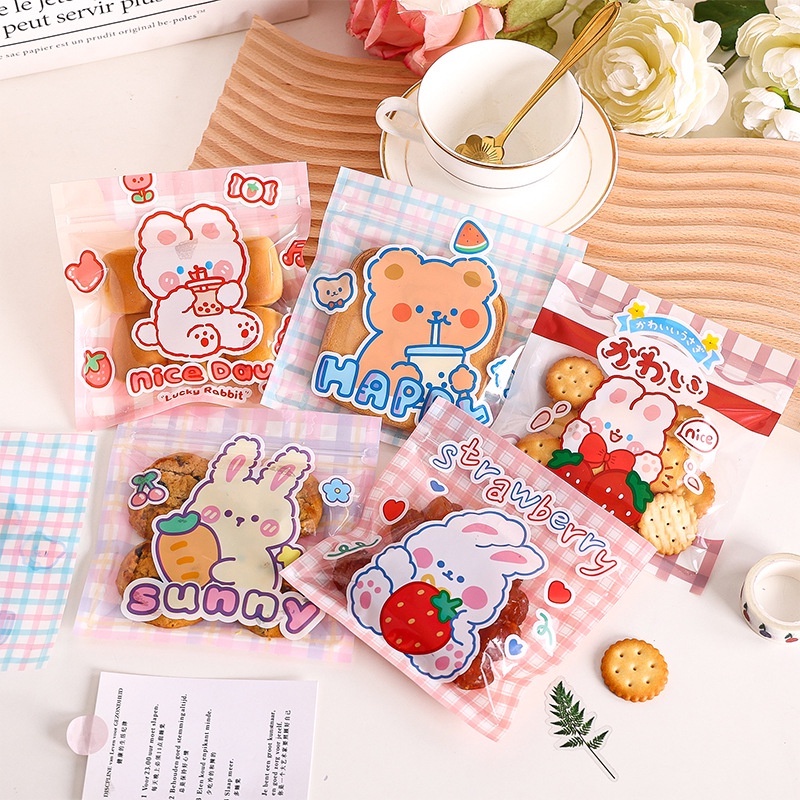 [Grosir] Tas Biskuit Beruang Panggang Self Sealing Bag Tas Penyimpanan Tahan Lembab Serbaguna Kreatif Dan Lucu Tas Disegel Snack