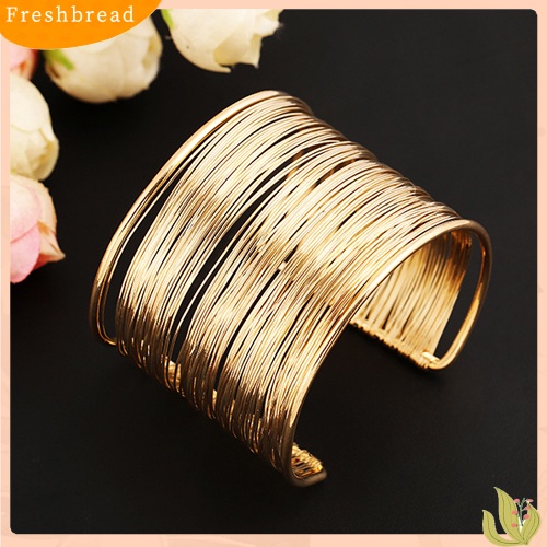 &lt; Freshbread &gt; Fashion Wanita Multilayer Metal Wires Strings Open Bangle Lebar Manset Gelang