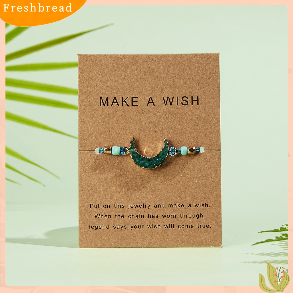 &lt; Freshbread &gt; Gelang Bergaya Ramah Kulit Adjustable Resin Fashion Moon Beaded Bracelet Untuk Wanita