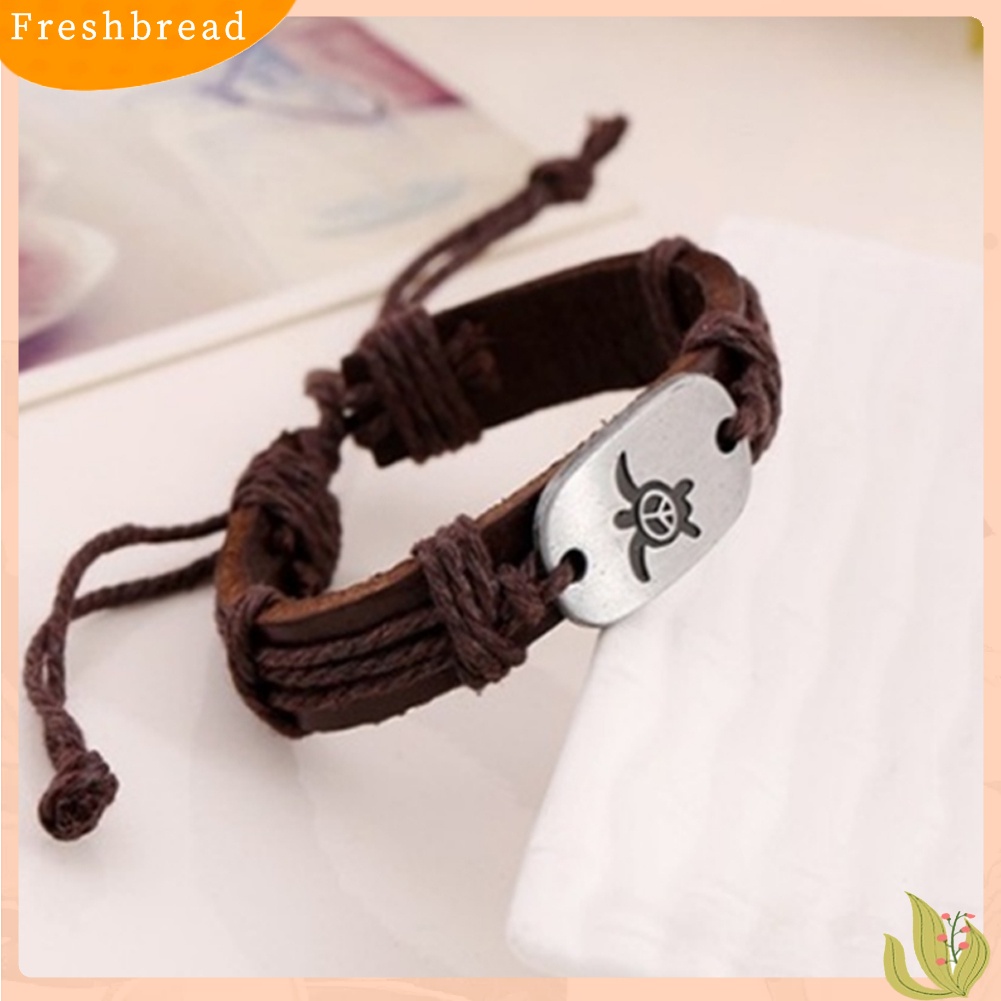 &lt; Freshbread &gt; Vintage Wanita Turtle Pesona Kulit Imitasi Dikepang Tali Gelang Perhiasan Hadiah