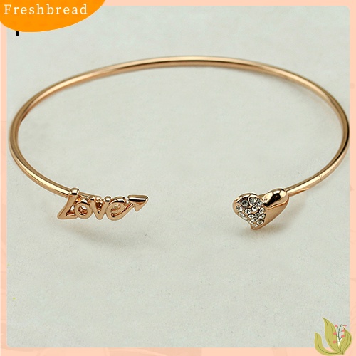 &lt; Freshbread &gt; Cinta Wanita Hati Berlian Imitasi Bangle Perjamuan Perhiasan Hadiah Manset Pembukaan Gelang