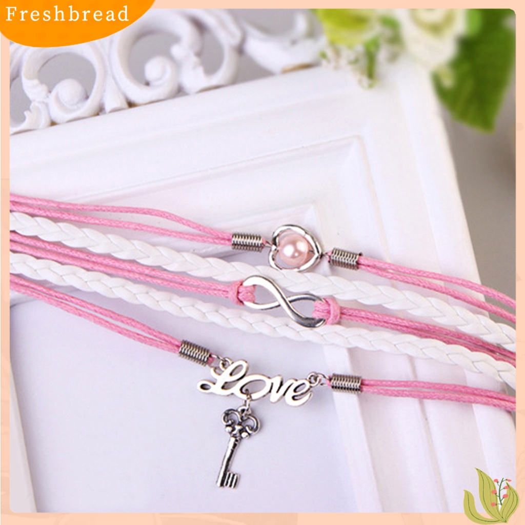 &lt; Freshbread &gt; 2Pcs/Set Infinity Cinta Hati Kunci Lock Multilayer Gelang Persahabatan Perhiasan