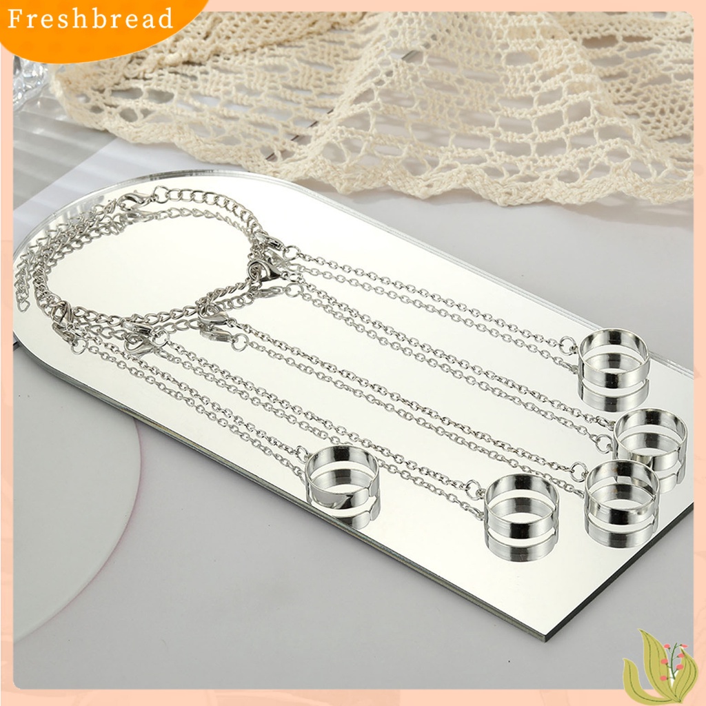 &lt; Freshbread &gt; Removable Multilayer Rantai Warna Silver Hand Harness Gelang Punk Geometris Pria Cincin Gelang Perhiasan Aksesoris