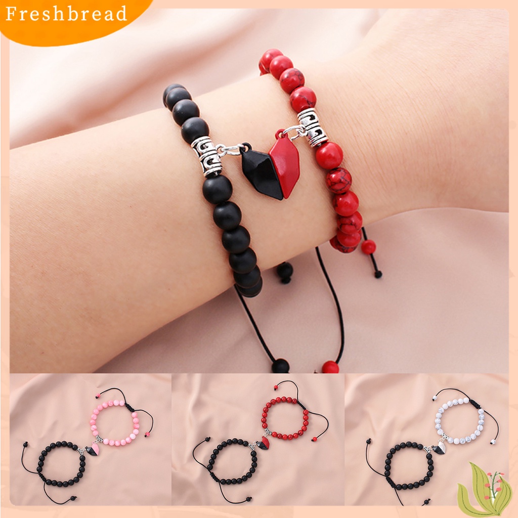 &lt; Freshbread &gt; 2Pcs Gelang Couple ic Hati Pria Wanita Kilau Terang Halus Yang Sesuai Dengan Kekasih Gelang Perhiasan Hadiah