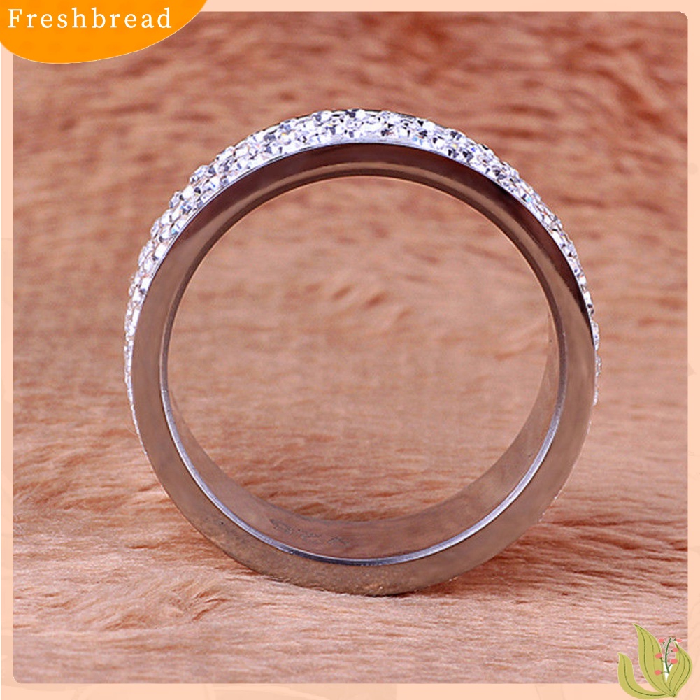 &lt; Freshbread &gt; Unisex Pria Wanita Lima Baris Berlian Imitasi Bertatahkan Pernikahan Band Buku Jari Pasangan Cincin