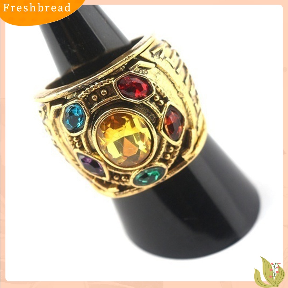 &lt; Freshbread &gt; Pria Keren Perang Tak Terbatas Thanos Band Perhiasan Warna-Warni Power Mind Soul Letters Ring