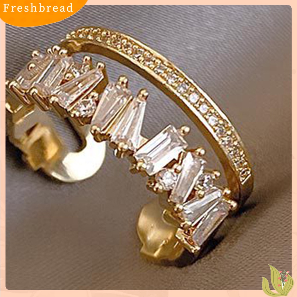 &lt; Freshbread &gt; Double Layer Opening Girl Ring Tembaga Berongga Cincin Jari Lebar Aksesori Perhiasan