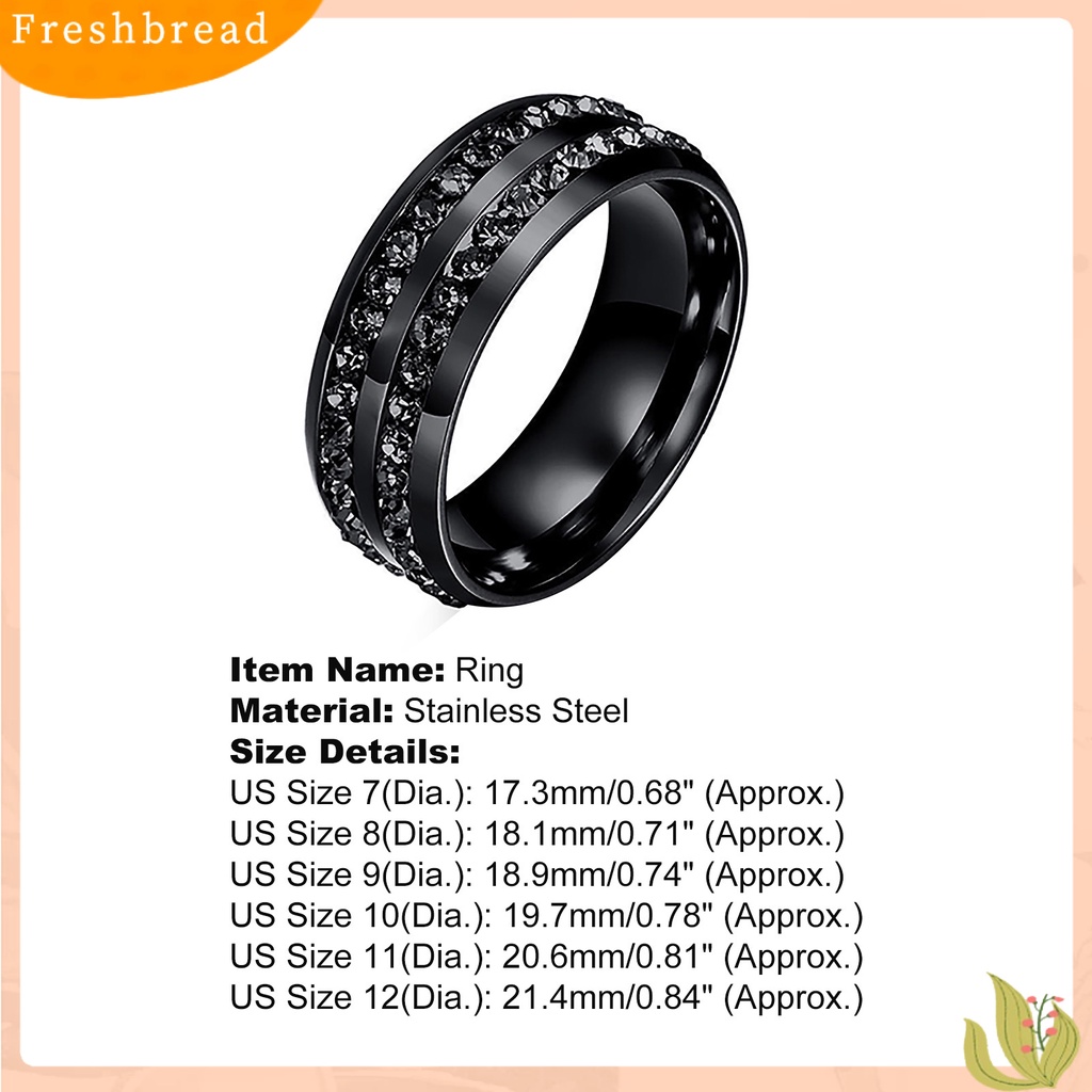 &lt; Freshbread &gt; Band Ring Berlian Imitasi Dekorasi Perhiasan Hadiah Stainless Steel Pria Dan Wanita Band Finger Ring Untuk Pesta