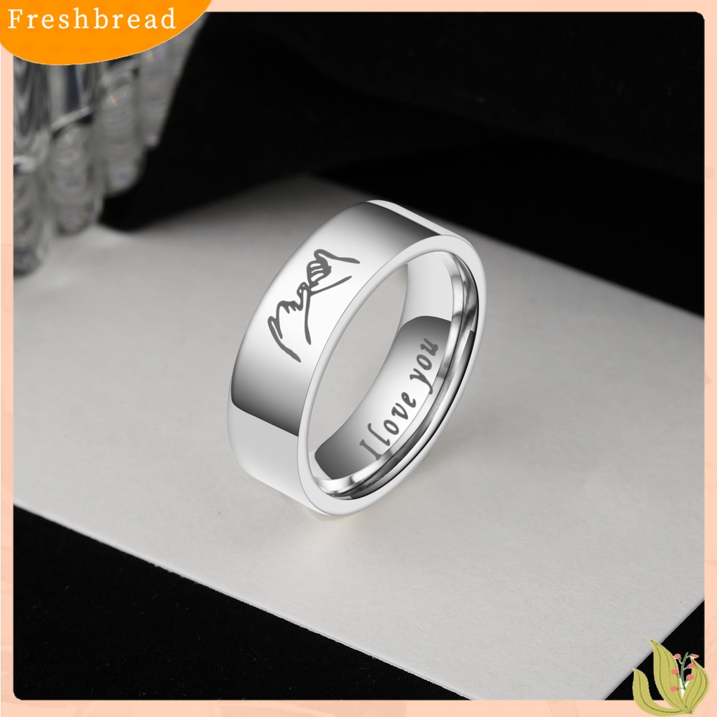 &lt; Freshbread &gt; Cincin Couple I Love You Lettering Hias Kasual Poles Semua Pertandingan Hadiah Perhiasan Stainless Steel Man Woman Hand in Hand Finger Ring Wedding Band Untuk Hari Kasih Sayang