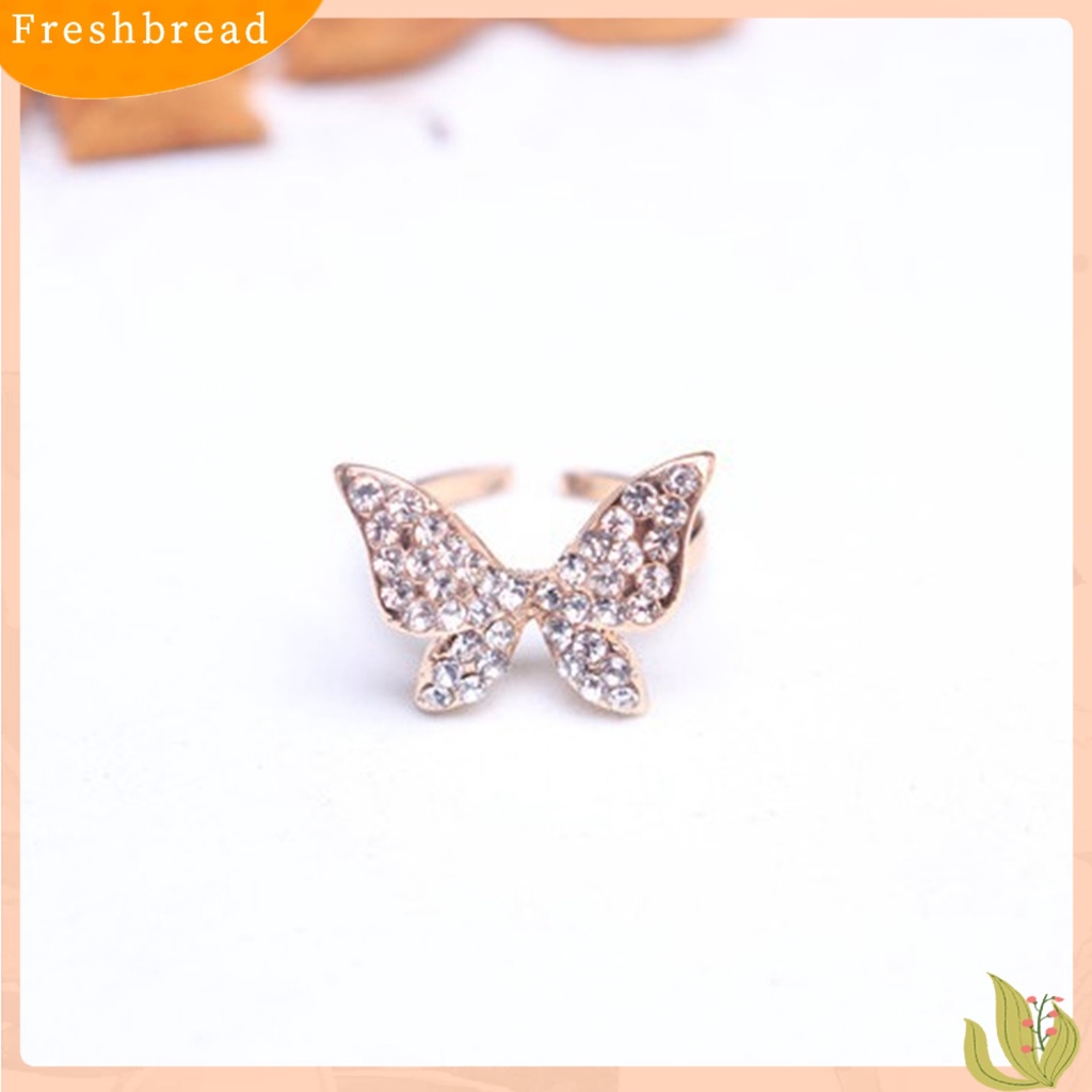 &lt; Freshbread &gt; Cincin Jari Bentuk Indah Bahan Alloy Tahan Karat Wanita Berkilau Butterfly Ring Perhiasan Pernikahan Untuk Lady