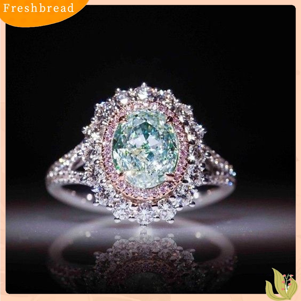 &lt; Freshbread &gt; Shiny Women Big Hollow Faux Topaz Berlian Imitasi Perhiasan Pesta Bridal Wedding Ring