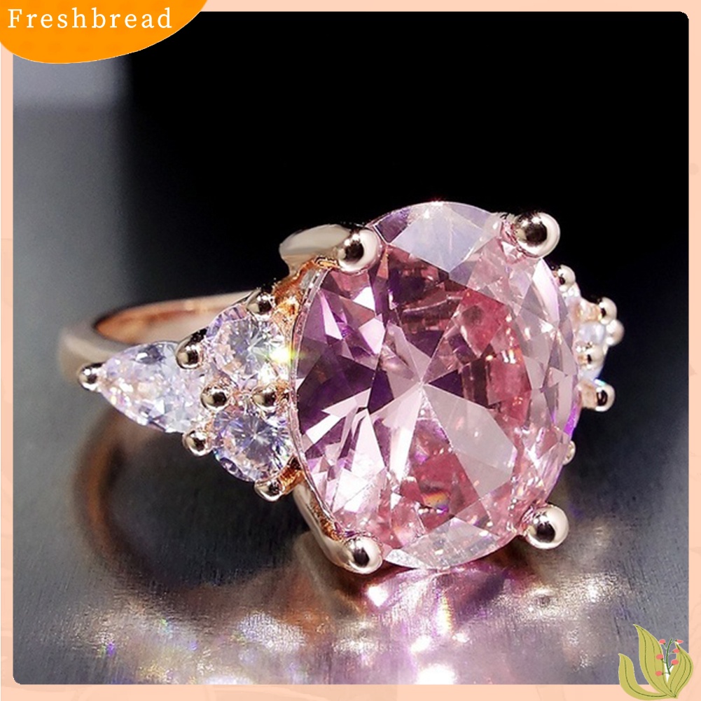 &lt; Freshbread &gt; Fashion Wanita Bulat Berlian Imitasi Jari Cincin Perhiasan Pernikahan Hadiah Hari Valentine