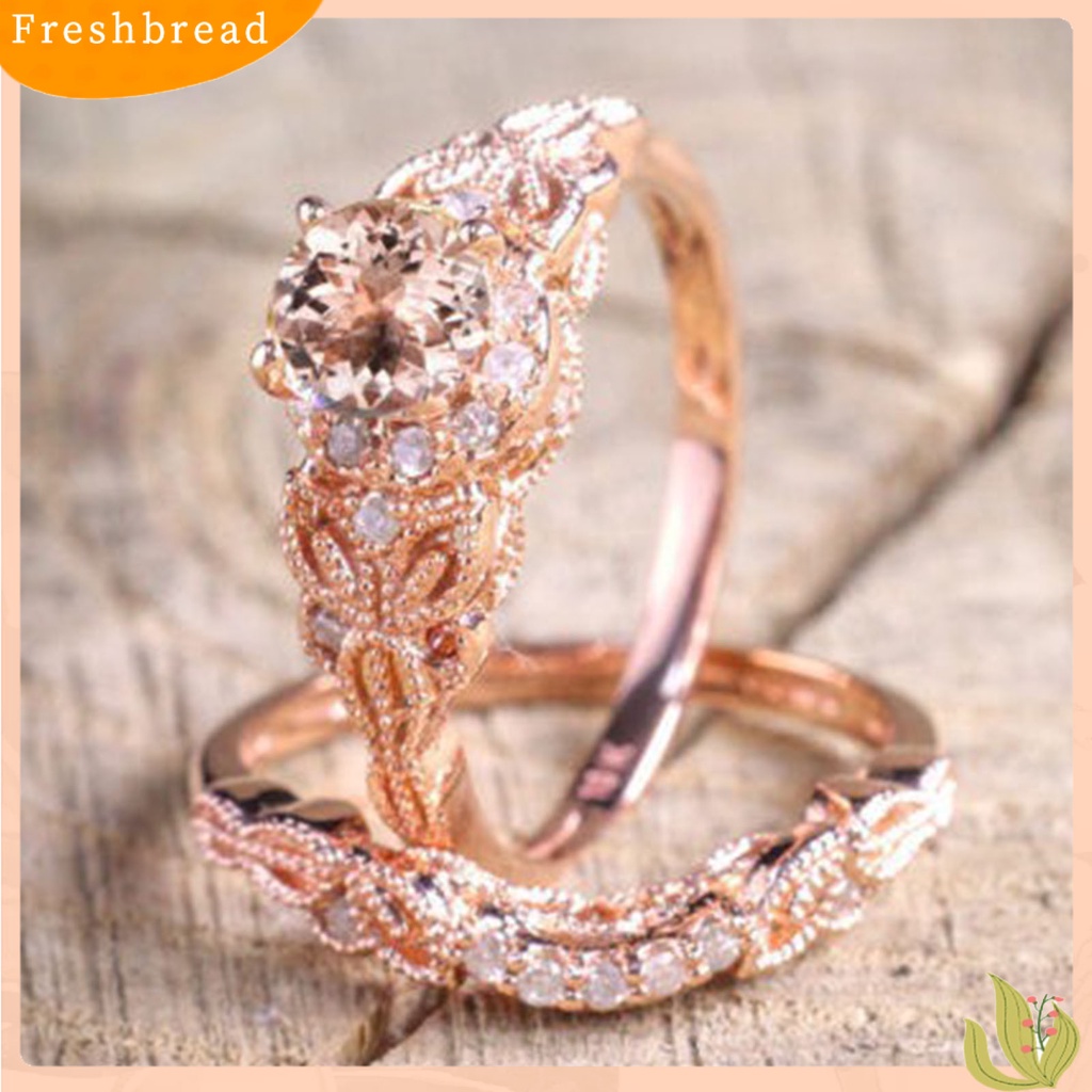 &lt; Freshbread &gt; 1set Cincin Lady Hias Berlian Imitasi Vintage Alloy Bulat Wanita Circlet Untuk Lamaran