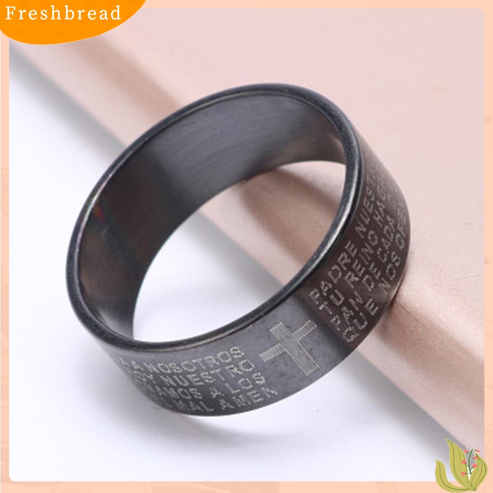 &lt; Freshbread &gt; Couple Titanium Steel Cross Alkitab Text Jari Cincin Hadiah Aksesori Perhiasan Pesta