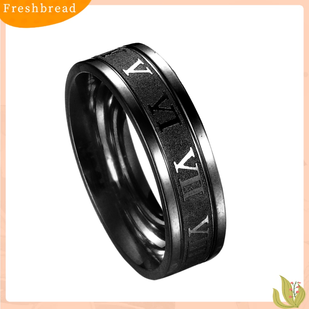 &lt; Freshbread &gt; Lebar Angka Romawi Pria Cincin Stainless Steel Sederhana Halus Jari Cincin Perhiasan Fashion