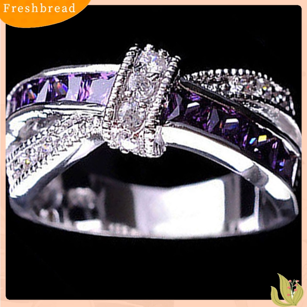 &lt; Freshbread &gt; Cincin Berlian Imitasi Hias Hias Alloy Desain Silang Finger Band Untuk Pesta