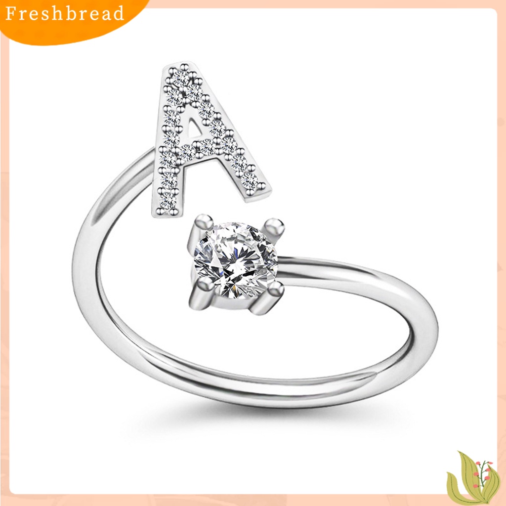 &lt; Freshbread &gt; Adjustable A to Z Alfabet Terbuka Cincin Pasangan Pernikahan Band Perhiasan Aksesori Hadiah