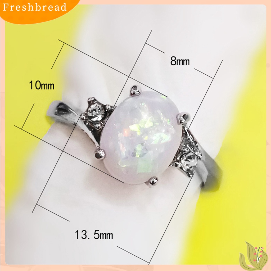 &lt; Freshbread &gt; Cincin Kilau Imitasi Opal Berlian Imitasi Hias Tembaga Gaya Wanita Ring Untuk Pernikahan