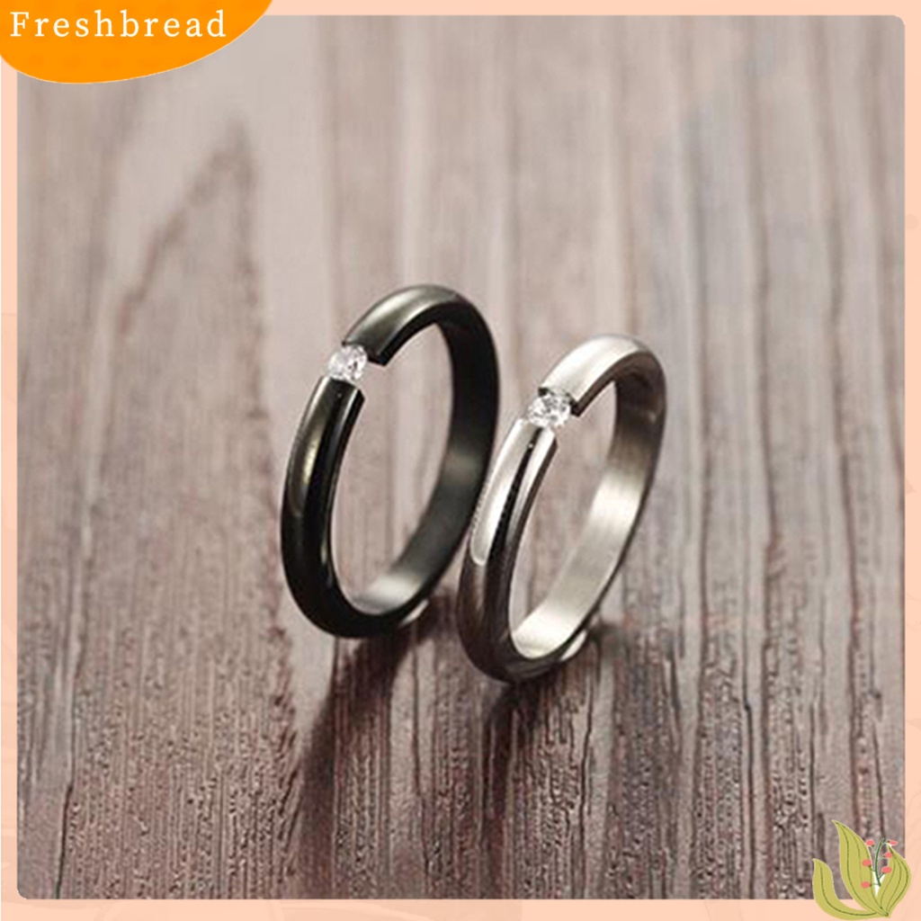 &lt; Freshbread &gt; Cincin Poles Berlian Imitasi Hias Titanium Steel Cincin Kawin Titanium Untuk Pesta