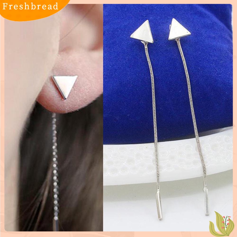 &lt; Freshbread &gt; Wanita Fashion Geometris Segitiga Stud Anting Rumbai Panjang Pesta Perhiasan Hadiah