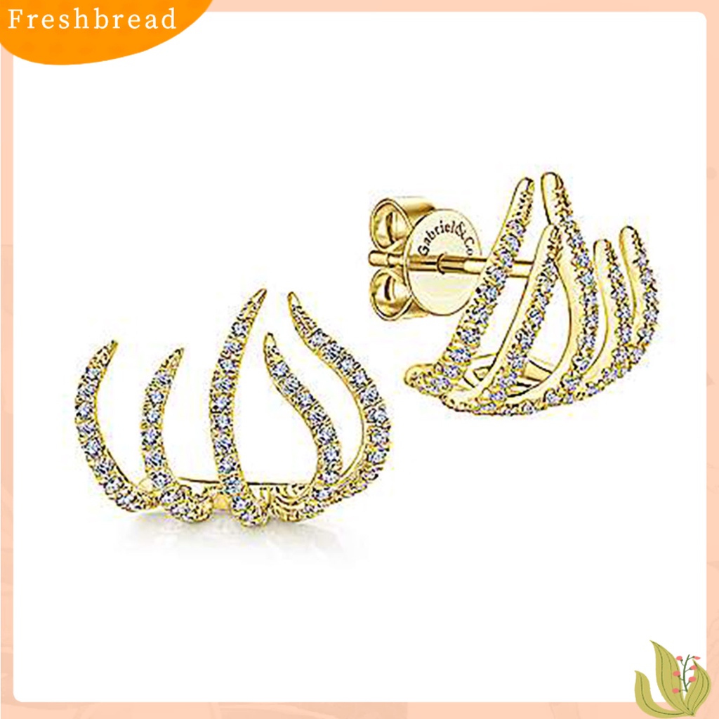 &lt; Freshbread &gt; 1pasang Anting Pejantan Wanita Berkilau Indah Berlebihan Bentuk Cakar Disabit Lady Earrings Perhiasan Wanita