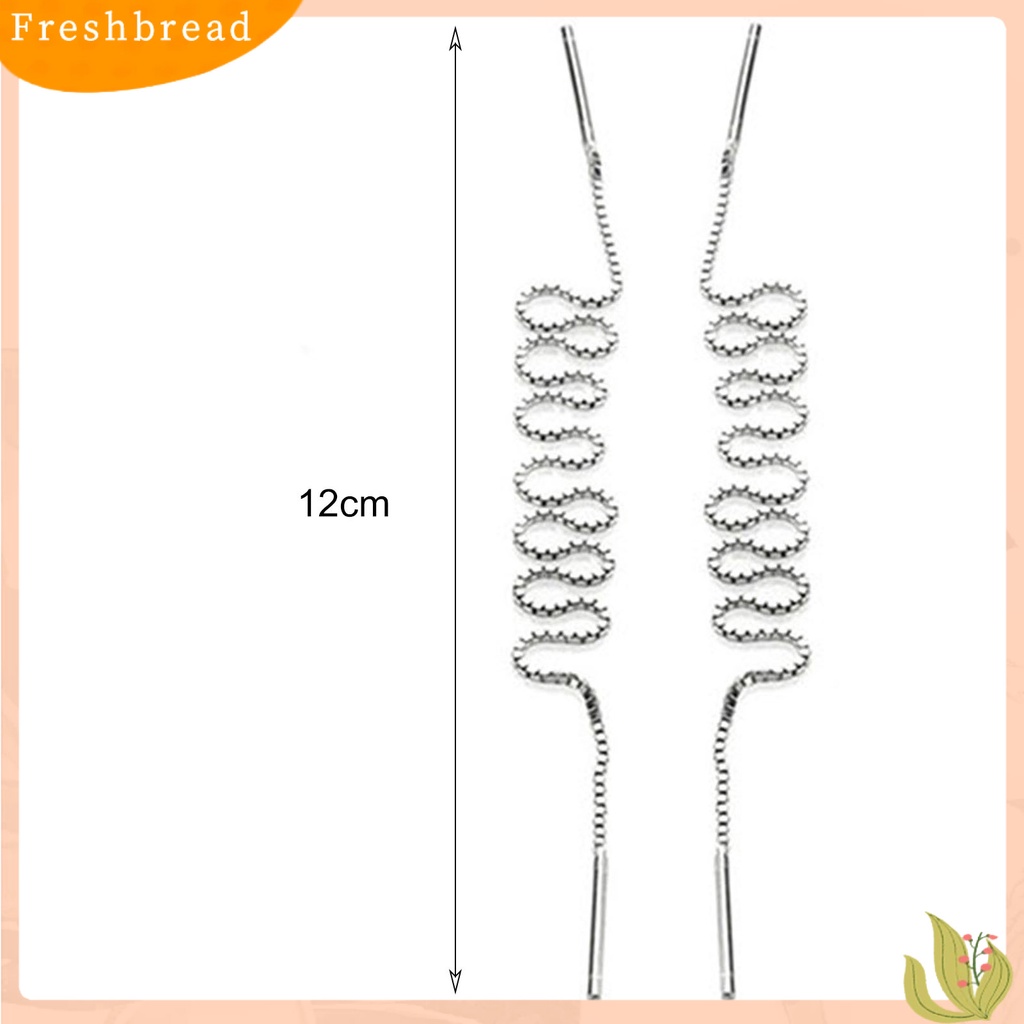 < Freshbread > Fashion Wanita Gaya Korea Super Panjang Rantai Garis Paragraf Panjang Pesona Anting