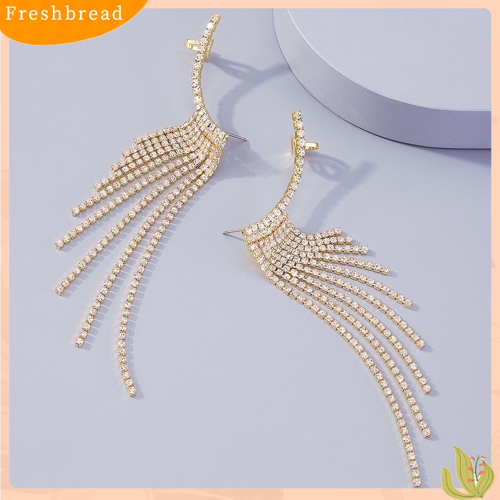 &lt; Freshbread &gt; 1pasang Drop Earrings Mutilayer Jumbai Berlian Imitasi Perhiasan Temperamen Berkilau Menjuntai Anting Untuk Perjamuan