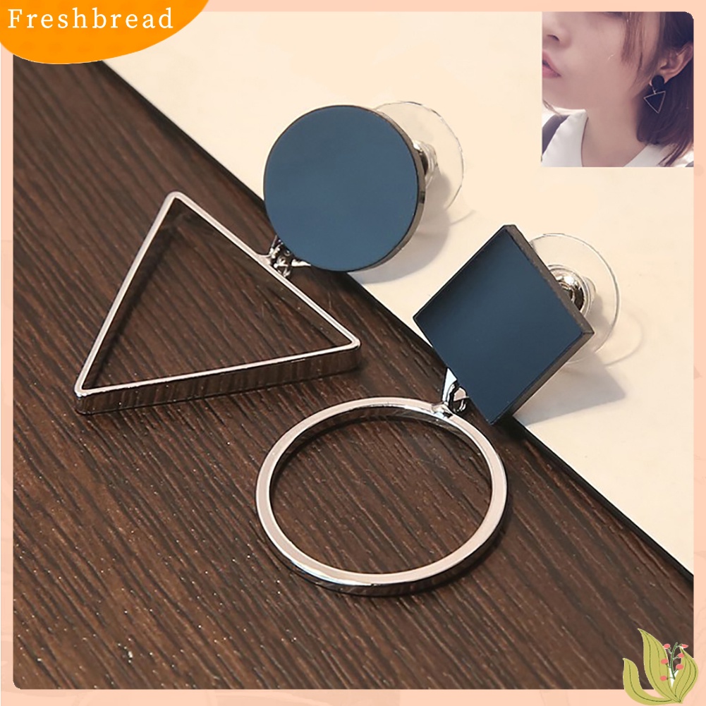 &lt; Freshbread &gt; Kreatif Wanita Asimetris Anting Geometris Segitiga Lingkaran Club Pesta Eardrop