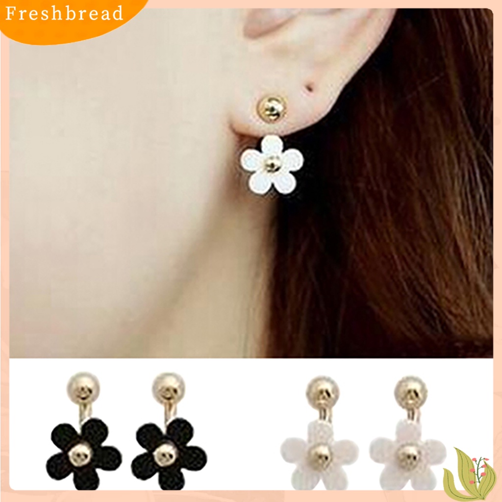 &lt; Freshbread &gt; 1pasang Ear Studs All-match Aksesoris Bunga Alloy Anting Sisi Ganda Untuk Pesta