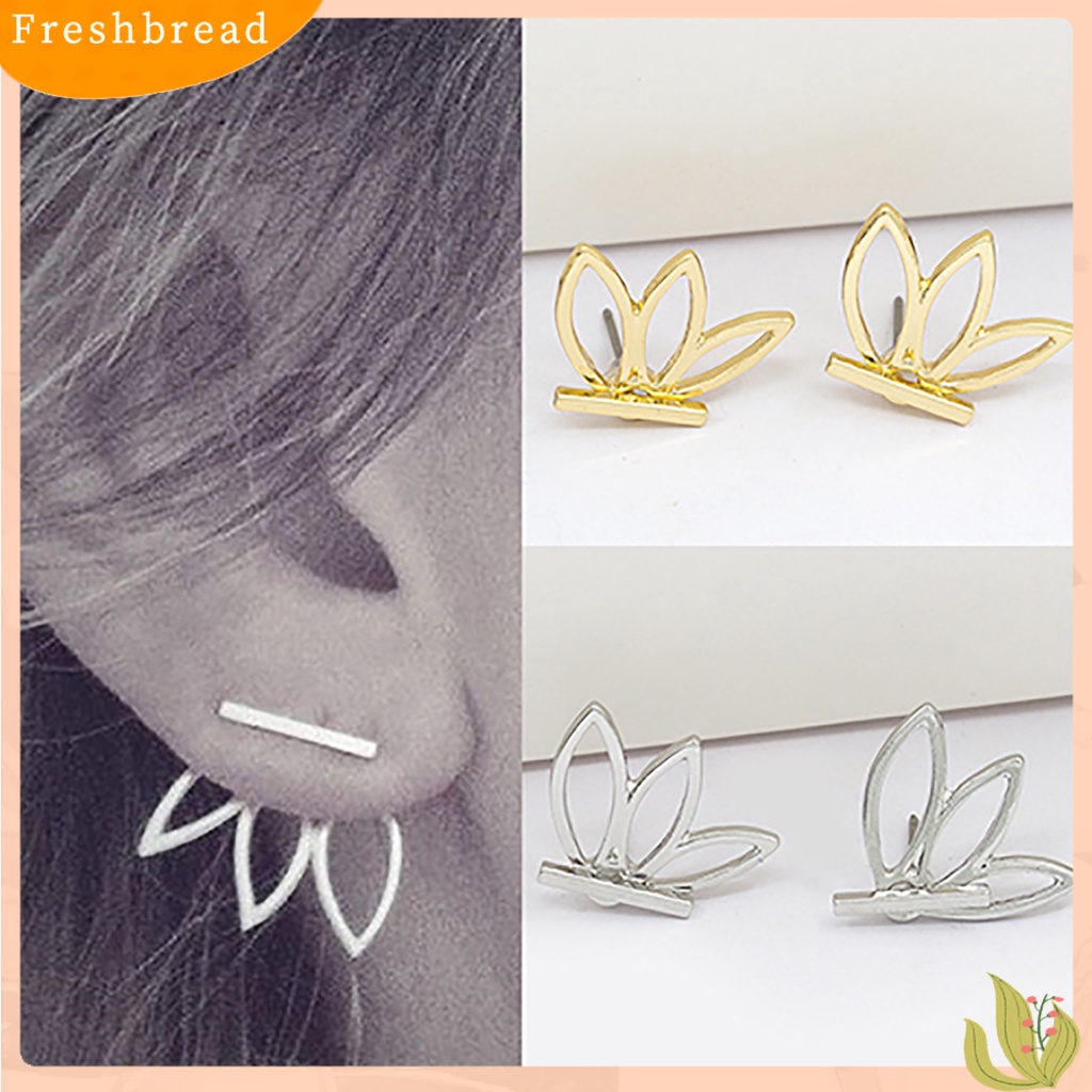 &lt; Freshbread &gt; 1pasang Fashion Wanita Berongga Bentuk Lotus Anting Stud Telinga Dua Sisi Untuk Pesta Pernikahan Club