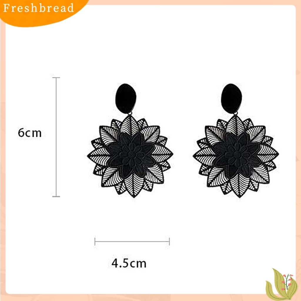 &lt; Freshbread &gt; 1pasang Anting Wanita Berongga Keluar Bentuk Bunga Perhiasan Vintage Anting Drop Berlebihan Untuk Perjamuan